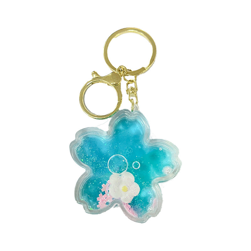 Wholesale Creative Flower Quicksand Bottle Acrylic Pendant Keychains